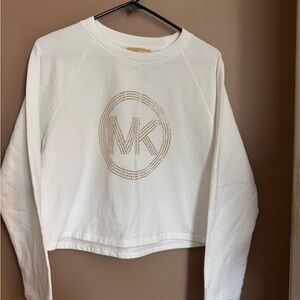 Michael Kors White Sweatshirt with Gold Logo Tag